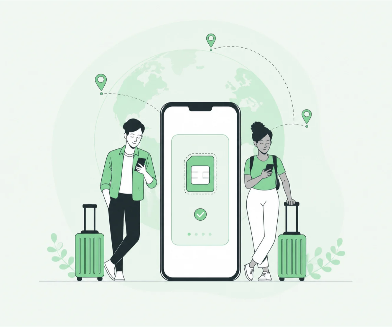 Travellers using a digital eSIM to stay connected abroad