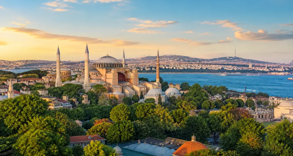 Hagia Sophia and the Bosphorus in Istanbul, Turkey